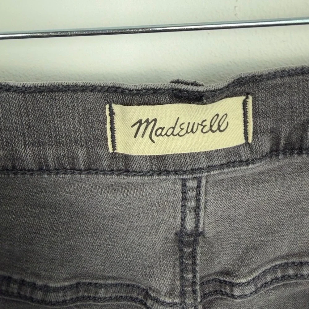 Madewell Stovepipe Jeans Banberry Wash Raw Hem Gray Denim Stretch High Rise 32P